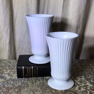 Milk Glass Vase pair EO Brody USA vintage authentic MCM decor